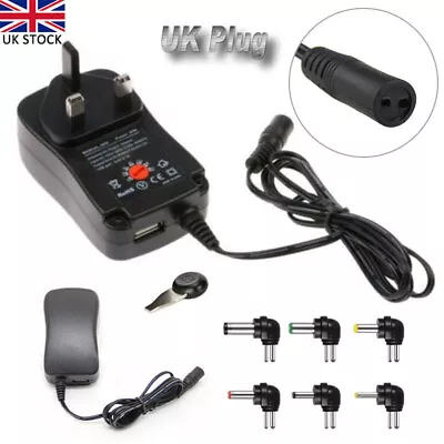 Universal Mains AC/DC Power Supply Adaptor Plug Charger 3v 5v 6v 7.5v 9v 12v New • £11.39