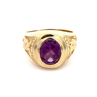 $1241.48 • Buy 14K Yellow Gold Oval Synthetic Alexandrite Ring 11.57g Size:13 (SB1094855)