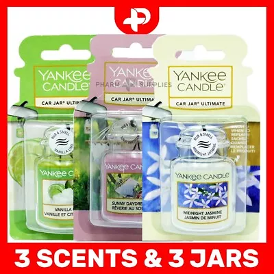 3 X Yankee Candle Car Jar Midnight Jasmine Vanilla Sunny Air Freshener • £11.99