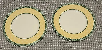 Villeroy Boch 2 Acacia Switch Summerhouse Dinner Plates Yellow Green Lattice • $24.99