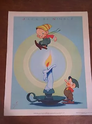 Vintage Vernon Grant Nursery Rhyme Print Jack Be Nimble 1938 • $75