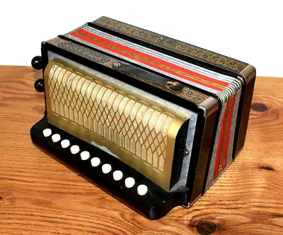 Vintage M Hohner 10 Button Diatonic Accordion Melodeon Key Of C 2 Bass 2 Stops • $135