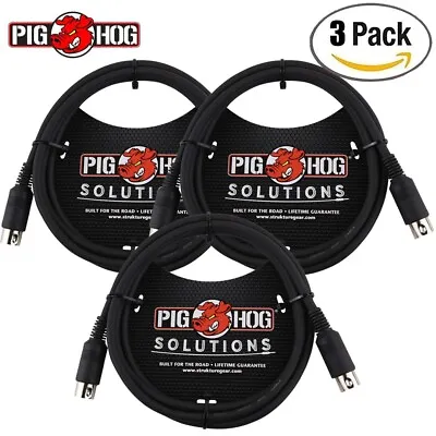 3-PACK Pig Hog PMID03 3FT Heavy Duty 5-Pin Midi Cable - Black • $21.95