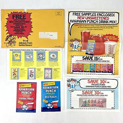 Vintage 1970s HAWAIIAN PUNCH 2 Free Sample Drink Packets + Merch Ads In Envelope • $149.99