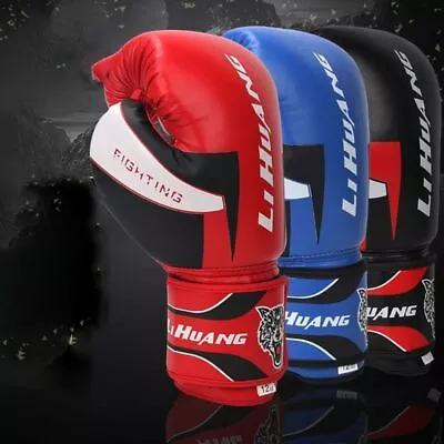 1 Pair Boxing Sparring Gloves PU Leather Breathable Holes Punching Gloves • $22.43