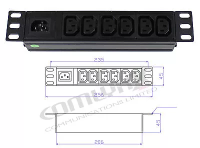 10  6 Way IEC Detachable Power Distribution Box Unit Splitter PDU Data Rack • £21.99