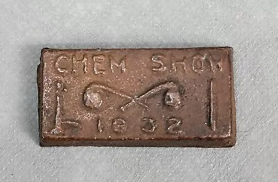 Antique 1932 CHEMISTRY SHOW Small Metal PAPERWEIGHT Desktop BAR • $112.49
