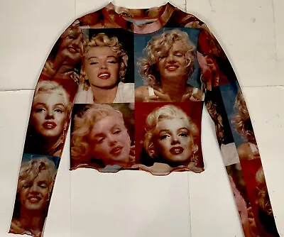 Womens Blouse Marilyn Monroe Forever 21 Photograph Long Sleeve Sheer Shirt Xs ?? • $95