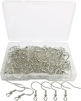 120Pcs Earring Hooks With Ball And Coil Hypo Allergenic Plated Silver Ear Wires • $6.57