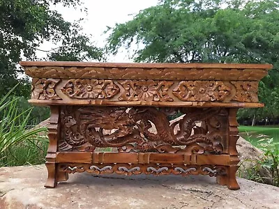 Medium Solid Wood Hand Carved Tibetan Buddhist Prayer Table Zen Meditation Altar • $249.85