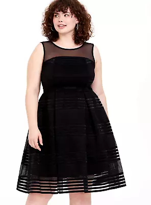 Womens Torrid Mini Mesh Skater Dress Black Size 12 NWT • $70.95