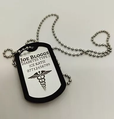 Personalized Customized Engraved Medical Alert ID Army Dog Tag Necklace Pendant • $12.62