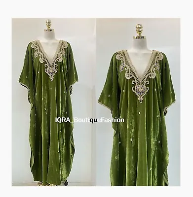 Sale New Moroccan Dubai Velvet Kaftans Abaya Farasha Dress Very Fancy Long Gown • $79.99