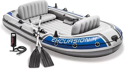 Intex 315cm Excursion 4 Person Inflatable Boat W/Oars Set Sports Raft River/Lake • $238.99