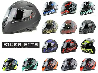 VIPER RSV95 Full Face & Drop Down Sun Visor Cheap Motorcycle Helmet ACU Approval • $184.34