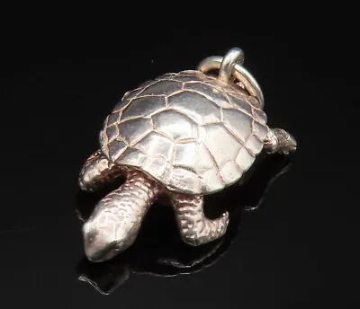 925 Sterling Silver -  Vintage Crawling Sea Turtle Pendant (MOVES) - PT20531 • $39.95