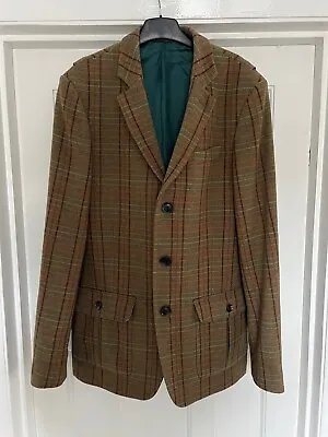 Jack Wills Mens Brown Tweed Blazer Jacket Size Large 100% Wool Outer | Used • £39.99