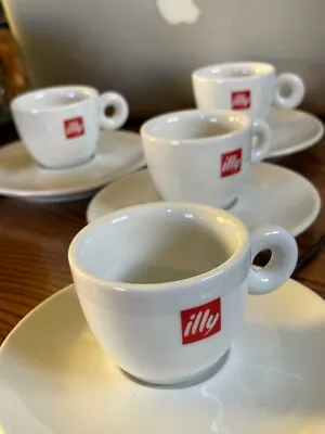 £38.55 • Buy Illy Cappuccino COFFEE Cup & Saucer Logo  4 SETS Espresso Or Tea