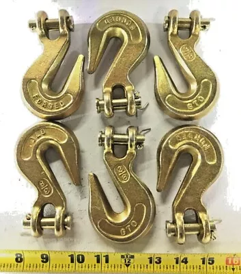 6) 3/8 Chian Hook CHAIN END CLEVIS 3/8  GRAB HOOK LOGGING TOWING EQUIPMENT G70  • $42