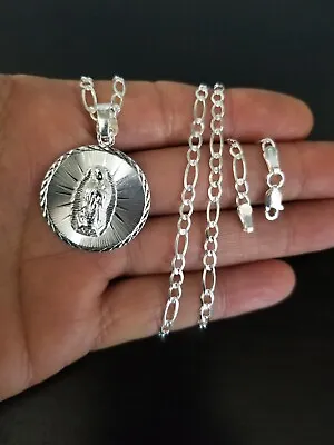 Cadena Y Virgen De Guadalupe Plata 925 Plata 100% Mexicana. 24   14g 3.5mm. • $59