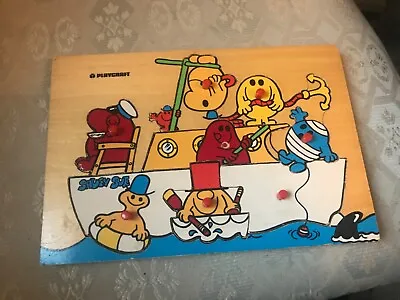 Vintage Playcraft Wooden Mr Men Board Jigsaw Puzzle Vgc • £29.99