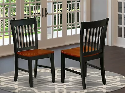 Set Of 4 Norfolk Dinette Kitchen Dining Chairs W/ Plain Wood Seat Cherry Black • $320