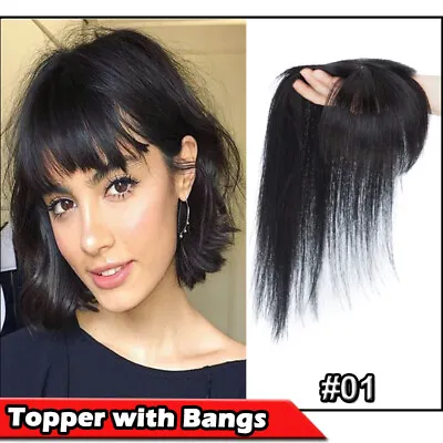 Top Quality Toupee 100% Remy Human Hair Clip In Hairpiece Topper For Women Wig • $69.81