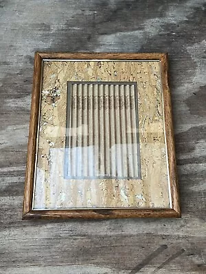 VTG MCM Wood Grain Gold Brass Insert Picture Frame Brown Marble Silver Matte • $29.99