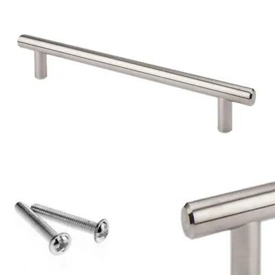 Brushed Steel T Bar Handles Kitchen/Cabinet/Door/Cupboard/Drawer/Bedroom T-Bar • £2.79