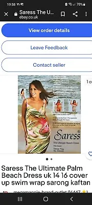 £9.99 • Buy Saress The Ultimate Palm Beach Dress Uk 14 16 Cover Up Swim Wrap Sarong Kaftan