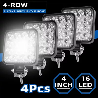 4/8PC LED Work Light Truck OffRoad Tractor Lights Lamp 12V 24V Square 4Inch • $15.59