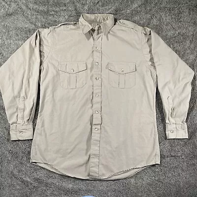 VTG LL Bean Mens Safari Shirt Cotton Short Sleeve Shirt Epaulets MADE IN USA • $18.95