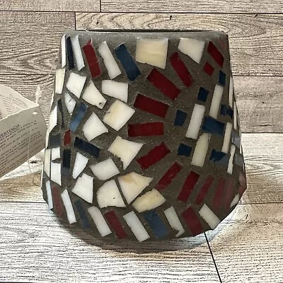 HOME INTERIORS Mosaic Candle Shade Topper 3.75x5  Red White Blue • $7.69