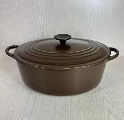 Vintage Rare Le Creuset Size F Oval Cast Iron Casserole Dish With Lid In Brown • £59.99