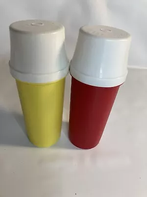 Vintage Tupperware Ketchup And Mustard Pump Dispensers 1329 & Lids 871 Complete • $12