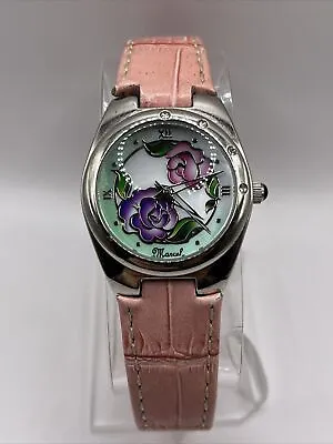 Marcel Drucker Collection Women's Pink Band Floral Dial Watch- New Battery • $18