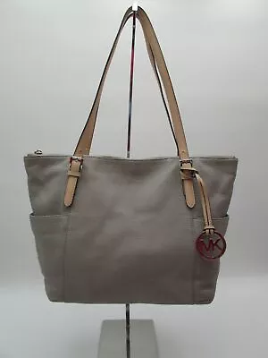 Michael Kors Jet Set Grey Pebble Leather Tote Handbag Purse • $19.99