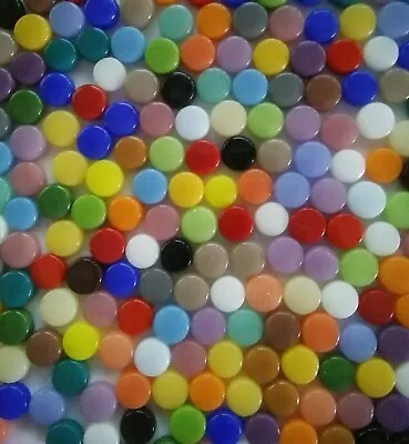 100 Tiles Of 8 Mm Round Recycled Glass  Mixed Colors Mosaic Tiles - 4 Mm Thick • $6.95