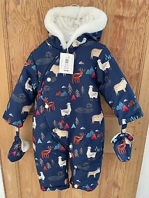£25 • Buy John Lewis Woodland AOP Hooded Fleece Lined Shower Resistant Snowsuit, 0-3 Month