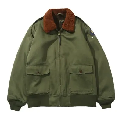Men B-10 Flight Bomber Jacket Army Air Forces Pilot Jacket Winter Warm Wool Coat • $144.99