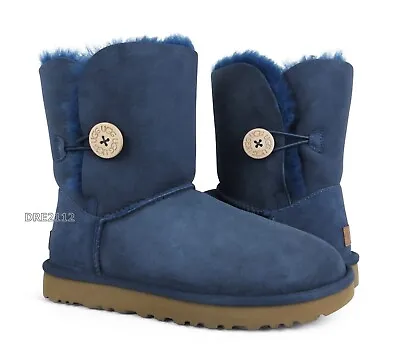 UGG Bailey Button II Navy Blue Suede Fur Boots Womens Size 11 -NIB- • $129.95
