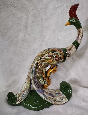 $47.99 • Buy Vintage Peacock Statue 12.25   Rainbow Of Colors By Vida Wood Art, Gift, Pride