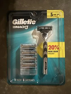 Gillette Mach3 1 Razor Plus 5 Cartridges 🔥🔥🔥 • $10.95
