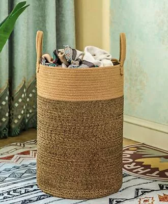 50L Woven Laundry Basket With HandlesCollapsible Cotton Rope Laundry HamperWi... • $34.45