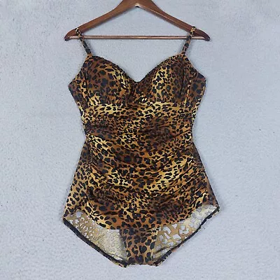 Miraclesuit Swimsuit Womens Size 14 Animal Print Ruched One-Piece Beach Slimming • £42.74