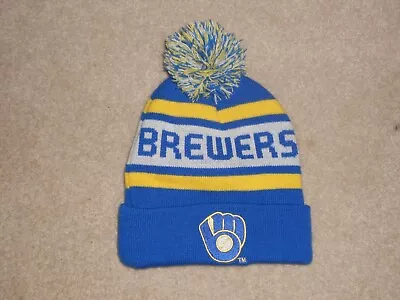 Milwaukee Brewers Baseball Winter Hat Beanie POM POM Old School Colors Logo Yout • $33.97