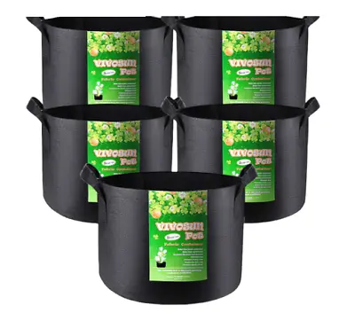 Fabric Garden Pot Container 5 Gallon Non-Woven With Handles New VIVOSUN 5-Pack • $47.49