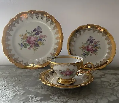 Vtg. Gloria Bavaria Fine Porcelain Floral Dinnerware 4-Piece Set • $30