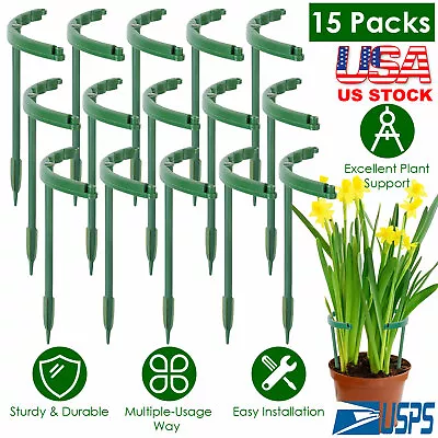 $12.99 • Buy 15Pcs Plant Support Stakes Plastic Half Round Flower Support Ring Cage Holder