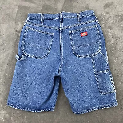 Vintage Y2K Dickies Carpenter Jean Shorts Size 36 Relaxed Workwear Blue Denim • $19.99